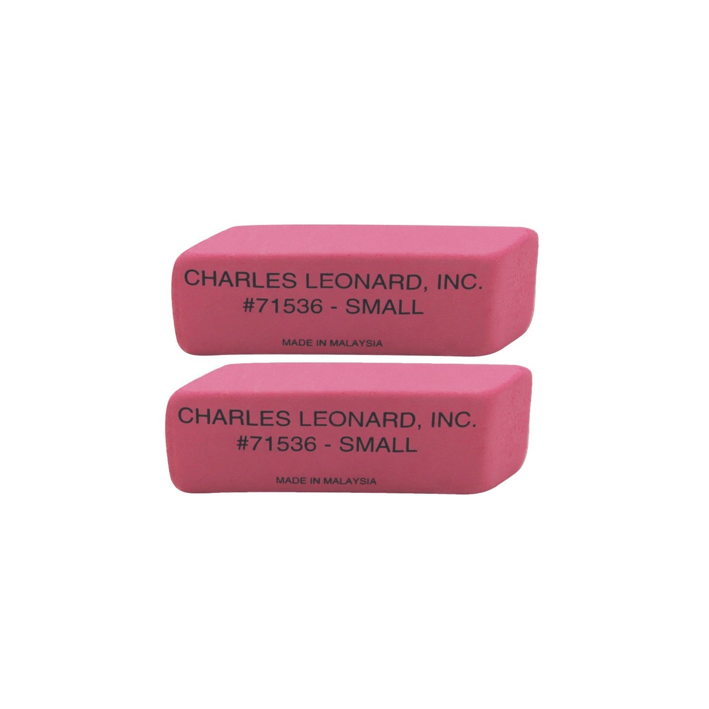 Charles Leonard Small Natural Rubber Pink Wedge Eraser, 36 Per Pack, 2 Packs