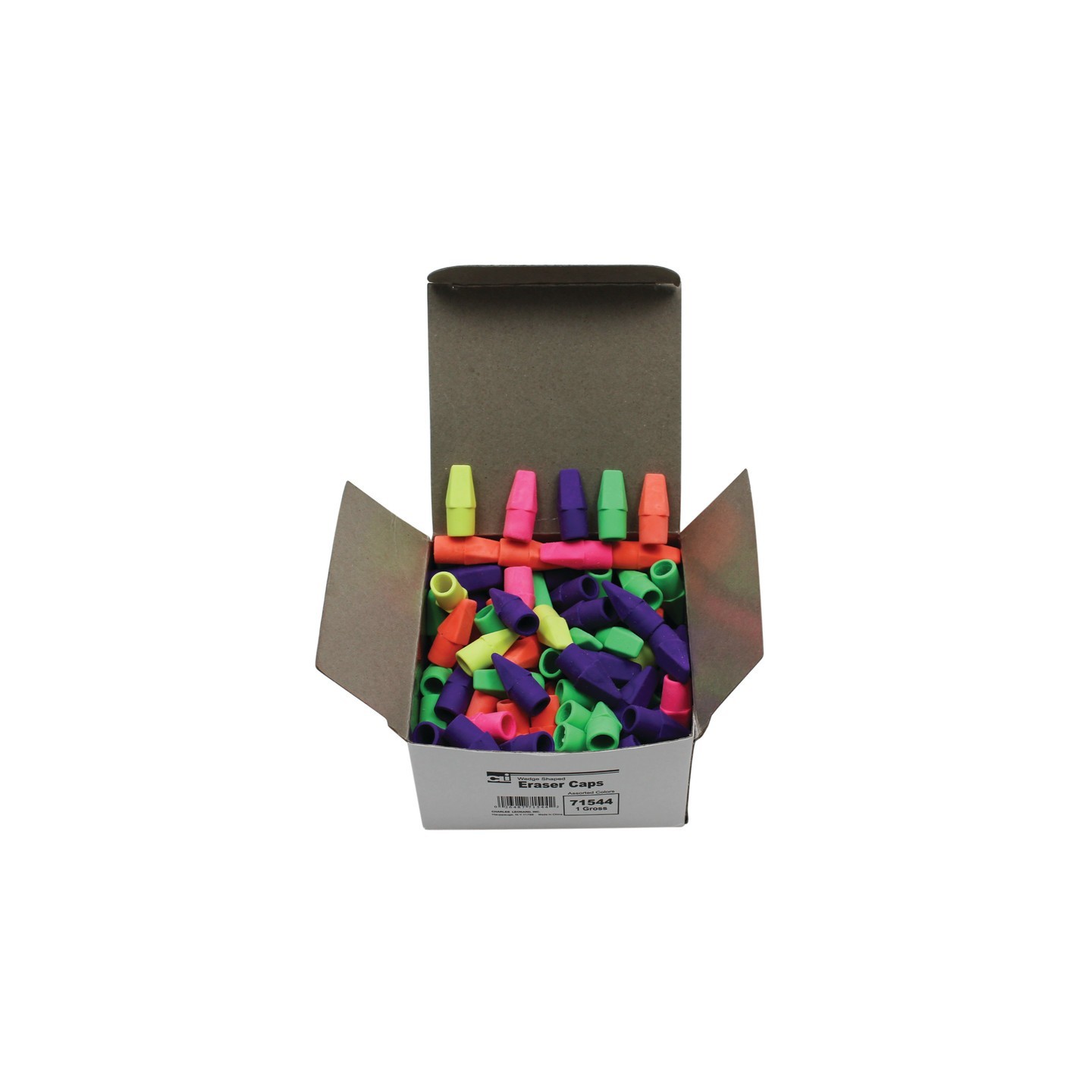 Charles Leonard Pencil Eraser Caps, Latex Free, Assorted Colors, 144/Box