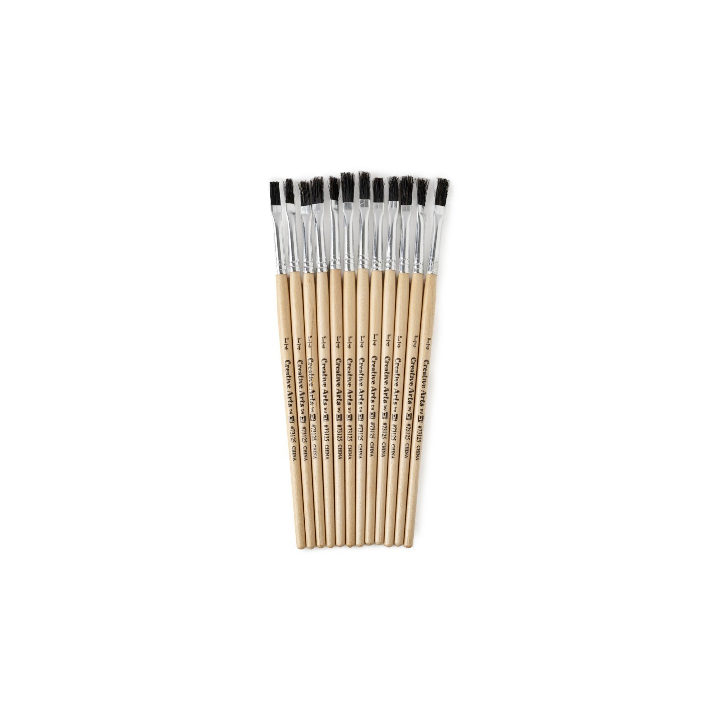 Charles Leonard Easle Brushes, 1/4" Wide, Stubby Handle, Natural Bristles, Pack of 12