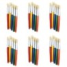 Charles Leonard Round Paint Brushes, Short, Assorted Colors, 5 Per Set, 6 Sets
