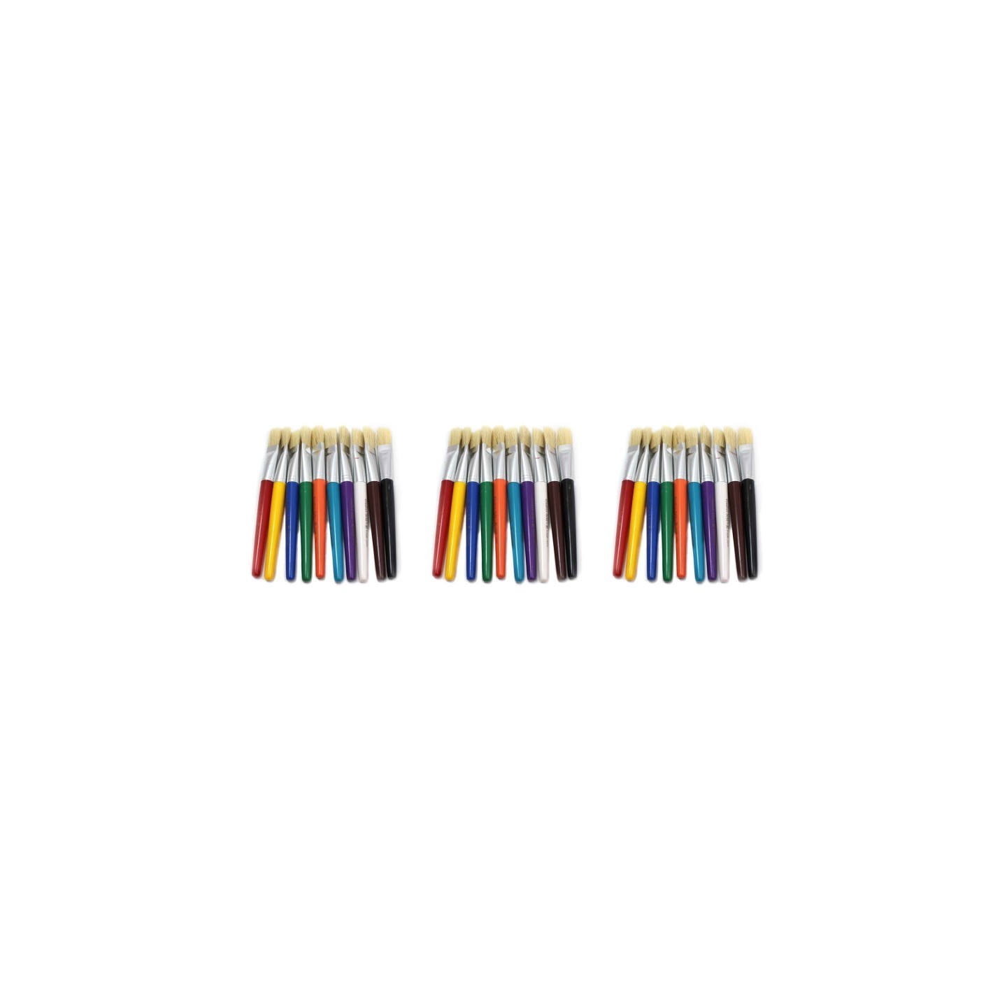 Charles Leonard Creative Arts Stubby Flat Brushes, Assorted Colors, 10 Per Pack, 3 Packs