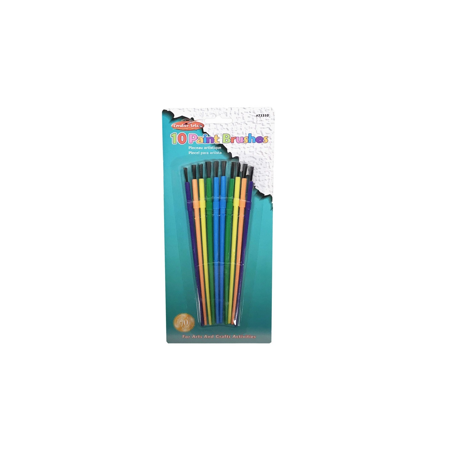 Charles Leonard Creative Arts by Charles Leonard Plastic Artist Brushes, Assorted Sizes & Colors, 10/Pack