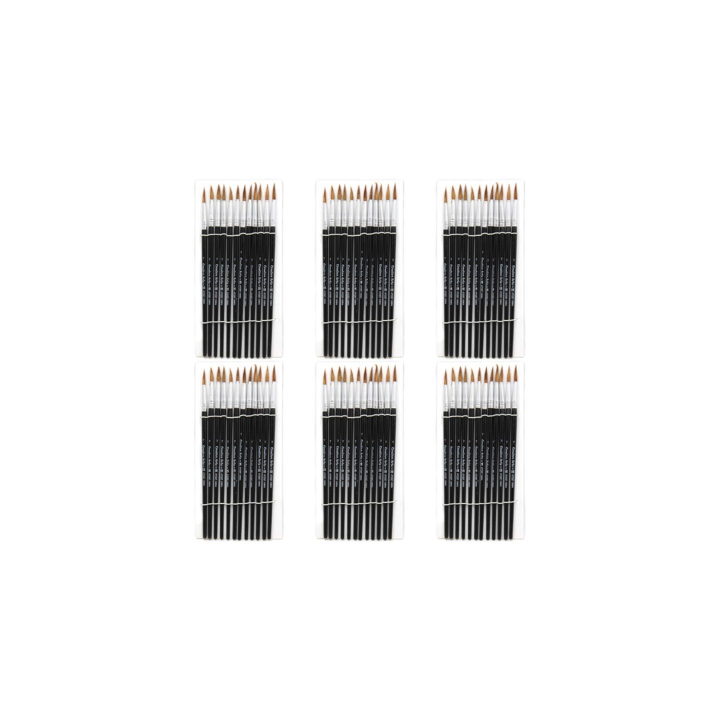 Charles Leonard Water Color Paint Brushes, #7 - 3/4" Camel Hair, Black Handle, 12 Per Set, 6 Sets