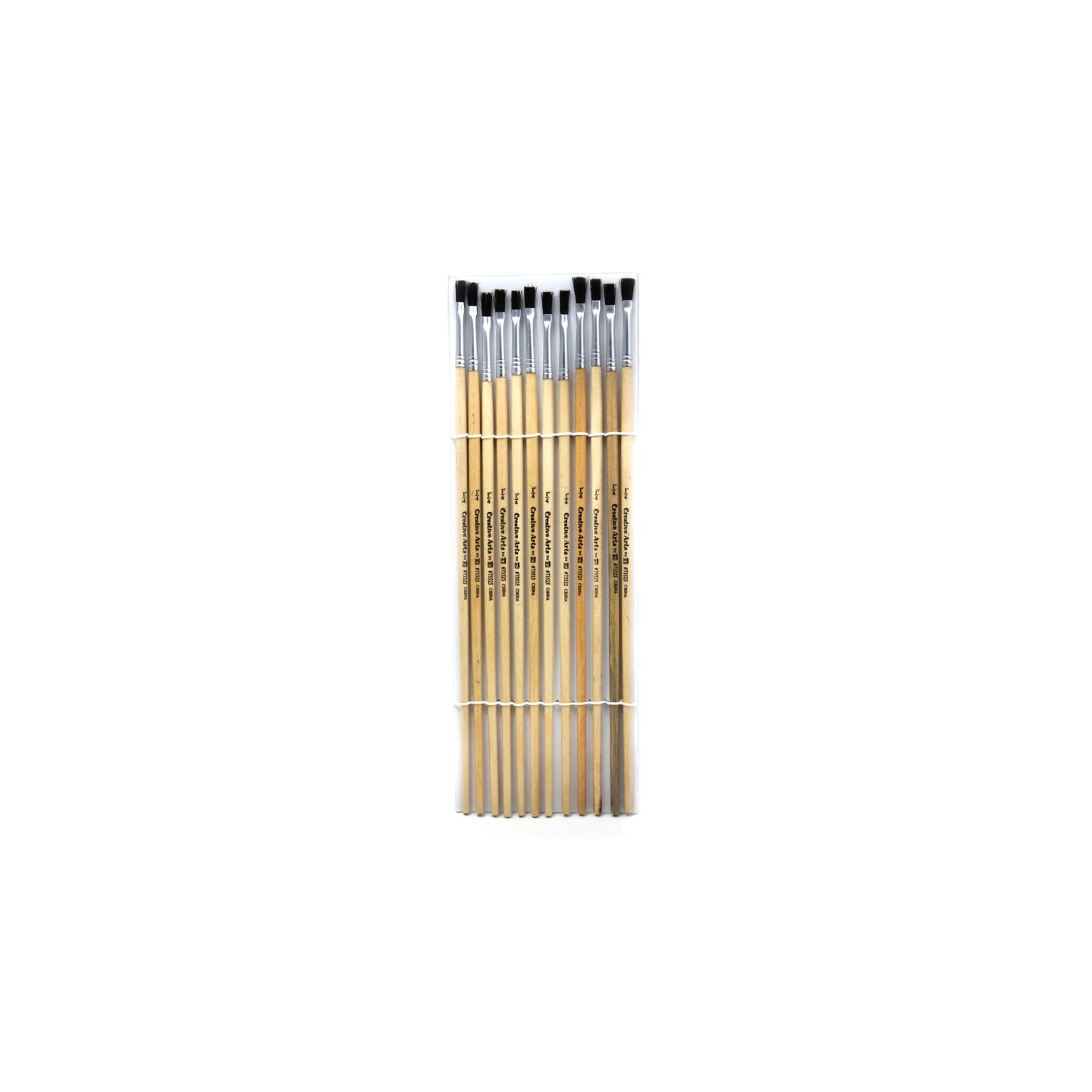Charles Leonard Flat Tip Easel Paint Brushes with Long Handle, 0.25 Inch, Natural Handles and Black Bristles, 12/Pack
