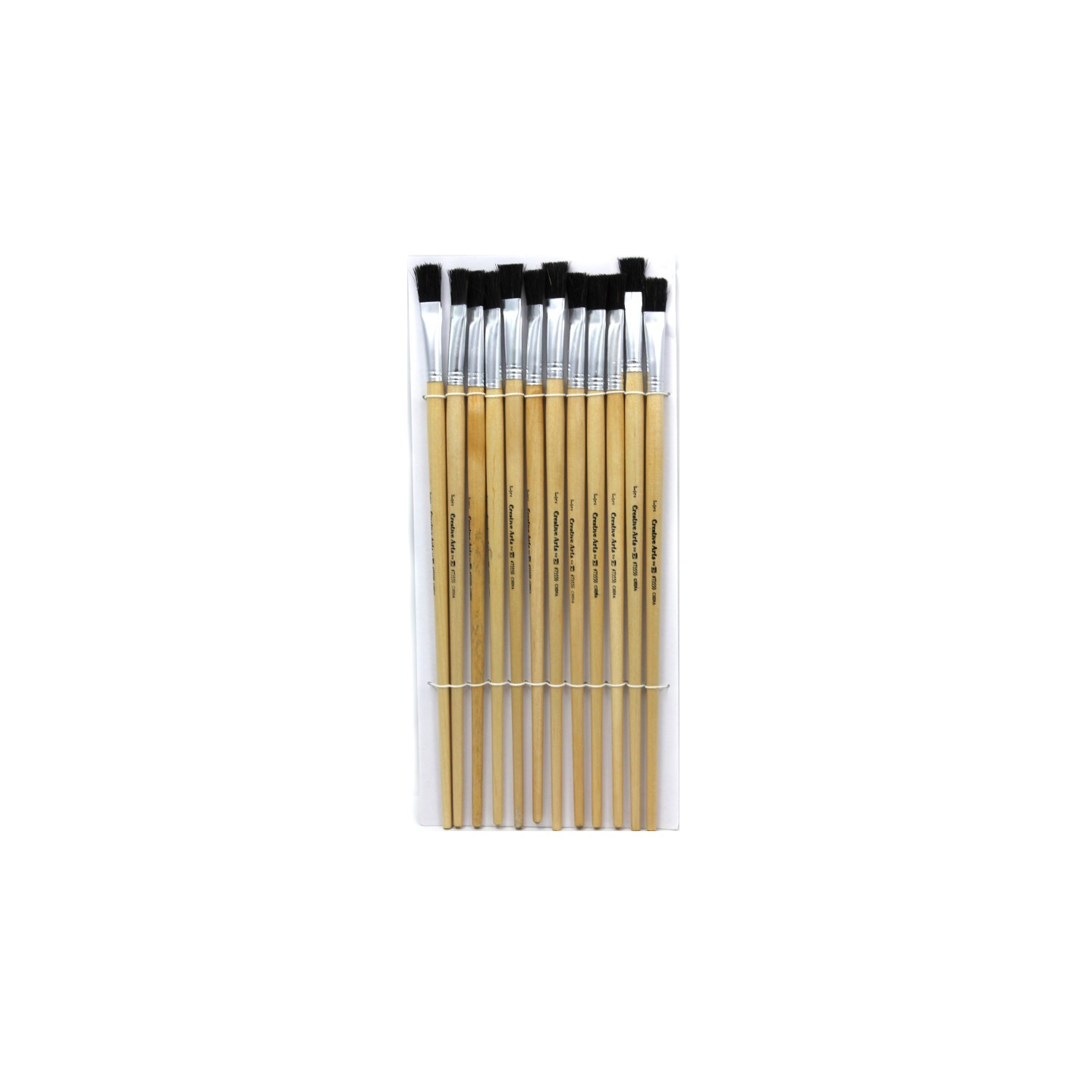 Charles Leonard Flat Tip Easel Paint Brushes with Long Handle, 1/2", Natural Handles & Black Bristles, Pack of 12