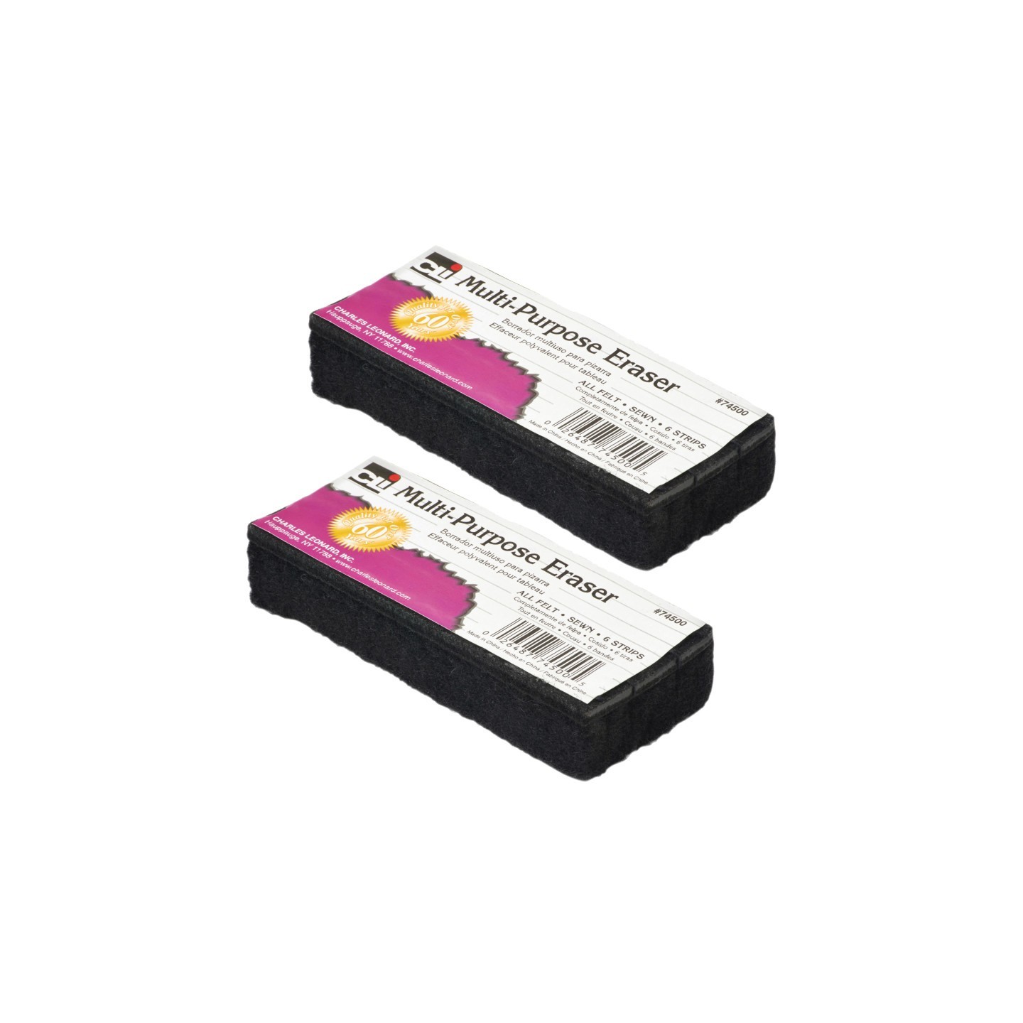 Charles Leonard Multi-Purpose Eraser, 5" Length, 12 Per Pack, 2 Packs