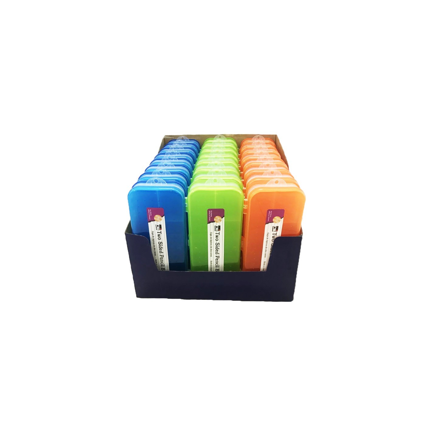 Charles Leonard Pencil Box, Double Sided, Assorted Colors, Pack of 24