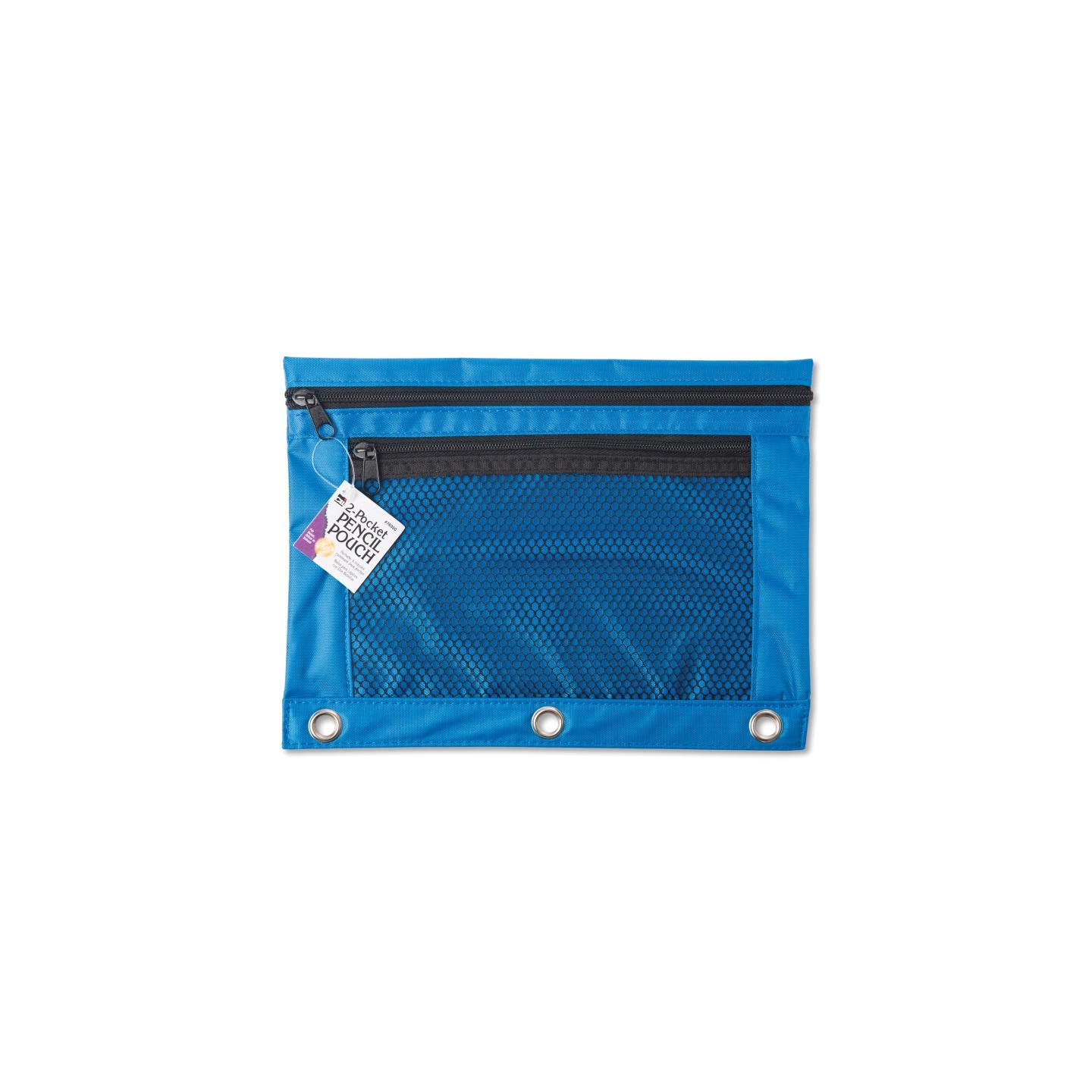 Charles Leonard Pencil Pouch for Binder with 2 Pockets, Front Mesh Pocket, Assorted Colors