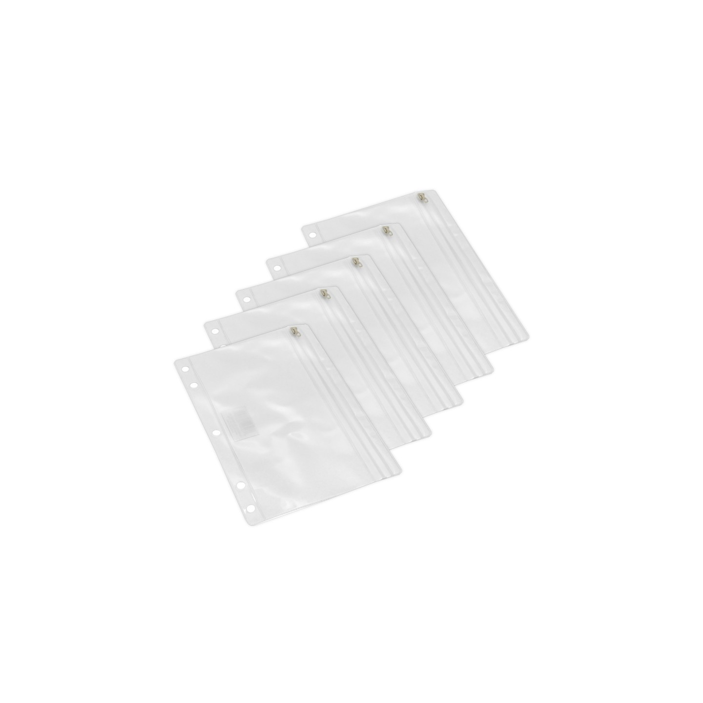Charles Leonard 2-Pocket Pencil Pouch, Clear, 10" x 7", Pack of 5