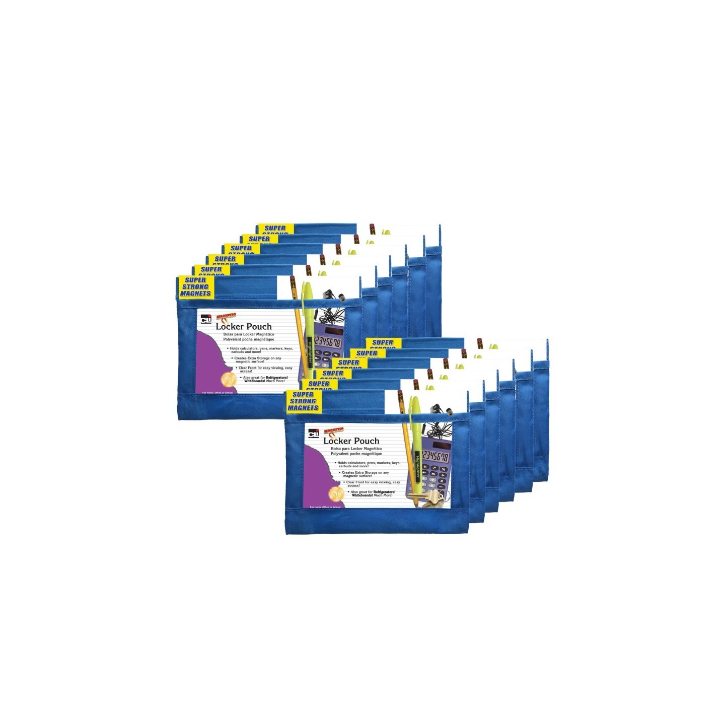 Charles Leonard Magnetic Whiteboard Pouch, 8 x 6-3/4 Inches, Blue, Pack of 12