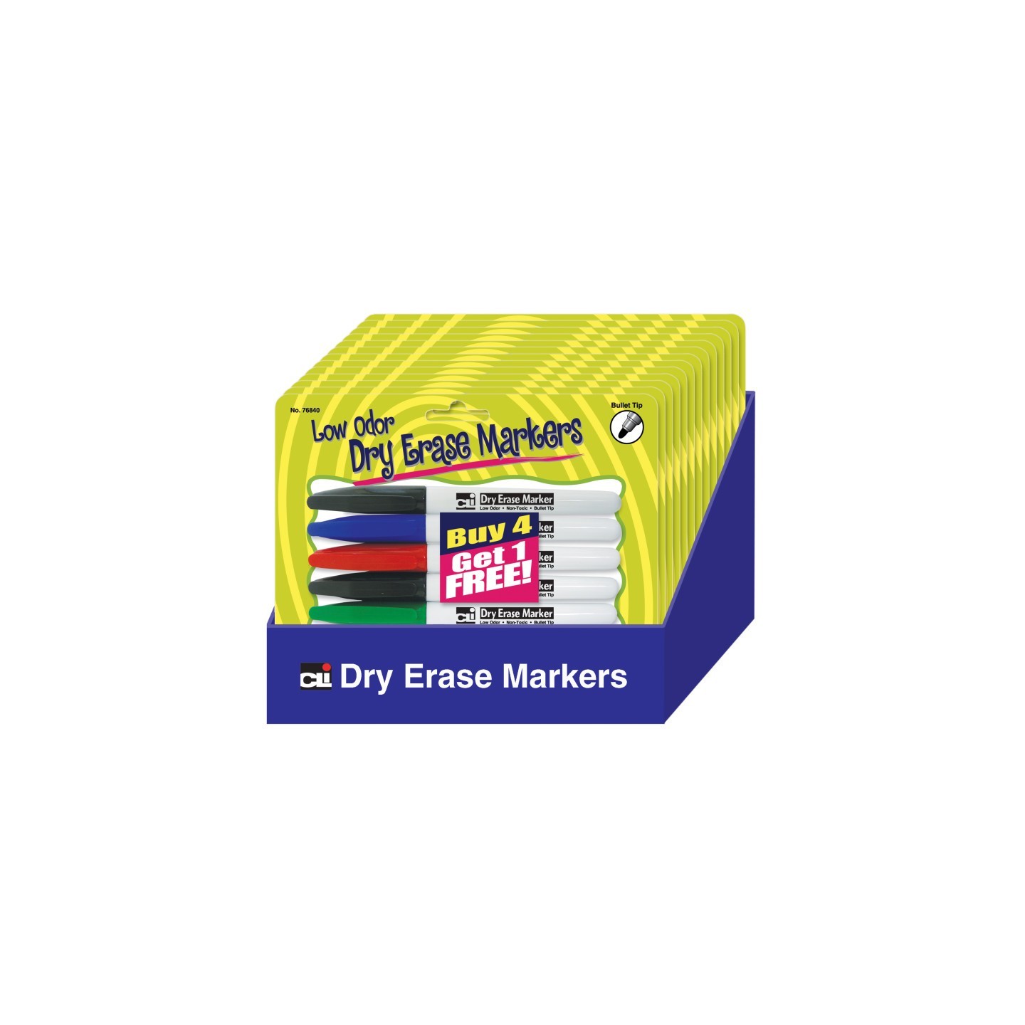 Charles Leonard Pocket Dry Erase Markers, Low Odor, Assorted Colors, 5 Per Pack, 12 Packs