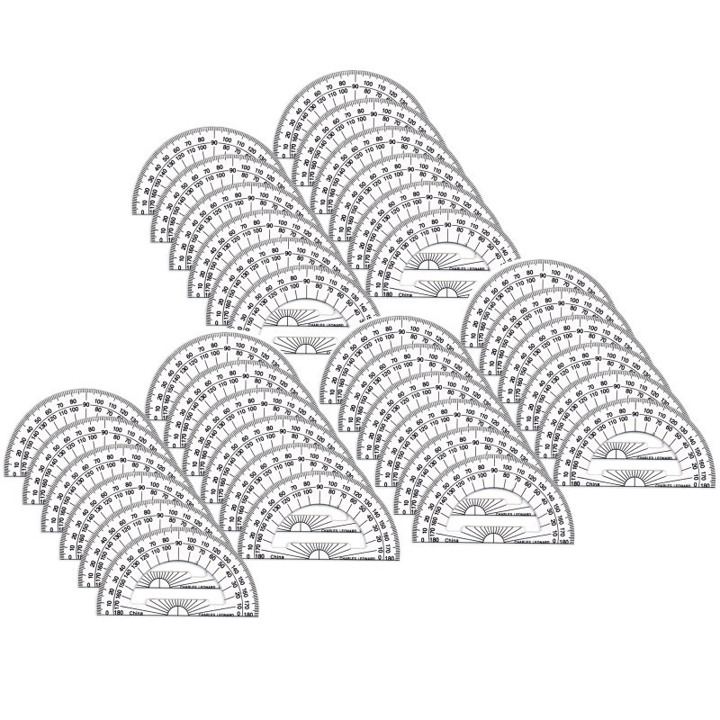 Charles Leonard Protractor Plastic, 4-Inch, 12 Per Pack, 3 Packs