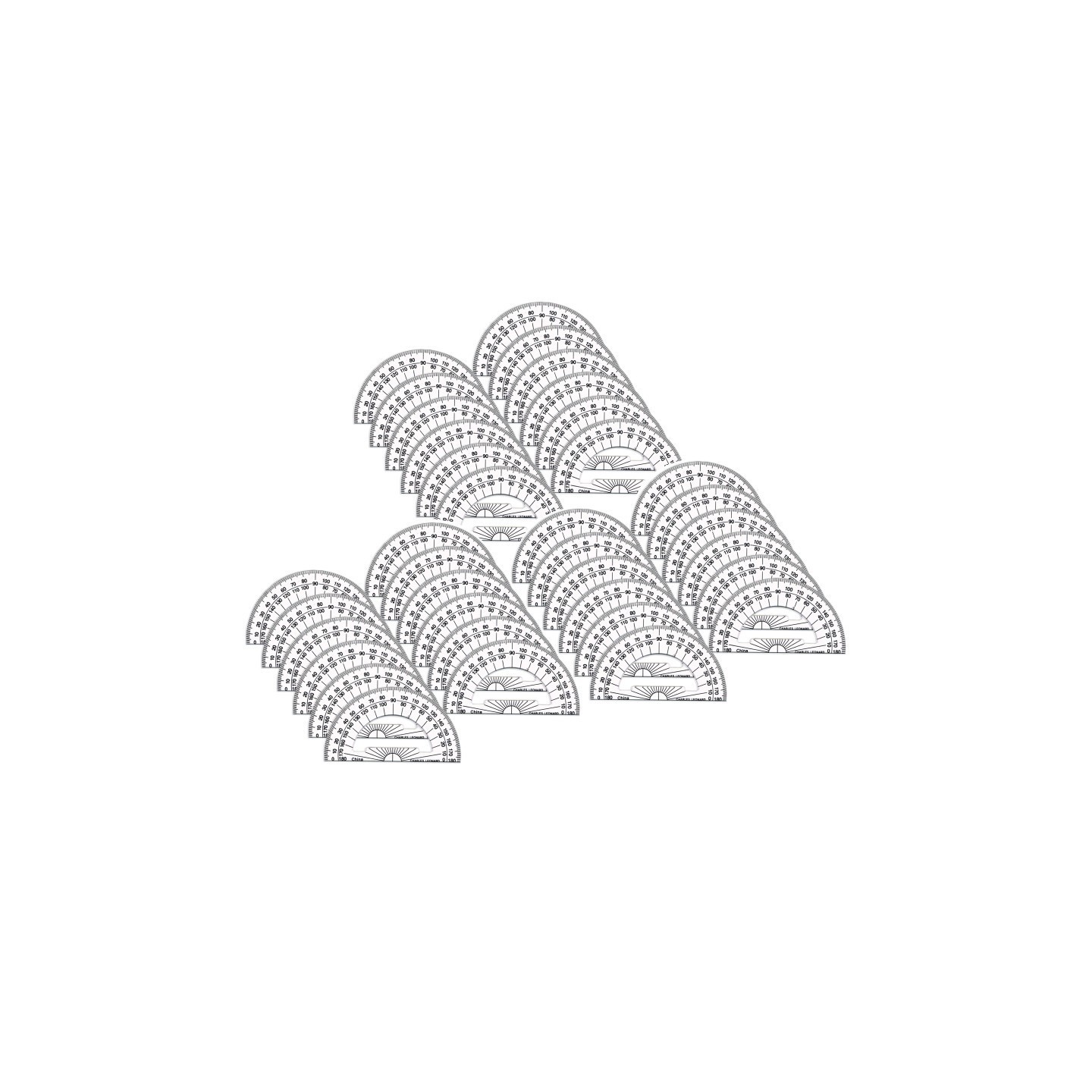 Charles Leonard Protractor Plastic, 4-Inch, 12 Per Pack, 3 Packs