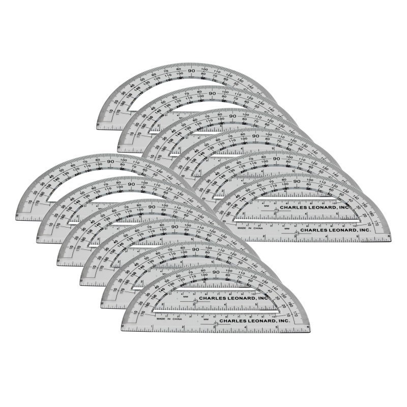 Charles Leonard Protractor Plastic, 6-Inch, Pack of 12