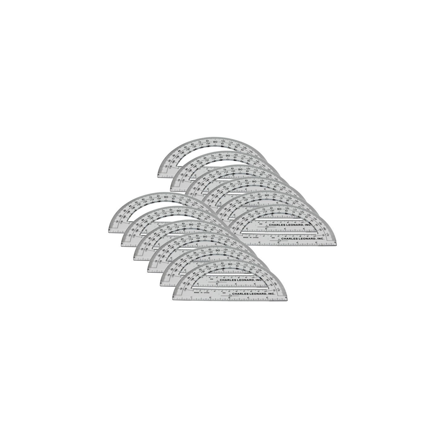 Charles Leonard Protractor Plastic, 6-Inch, Pack of 12
