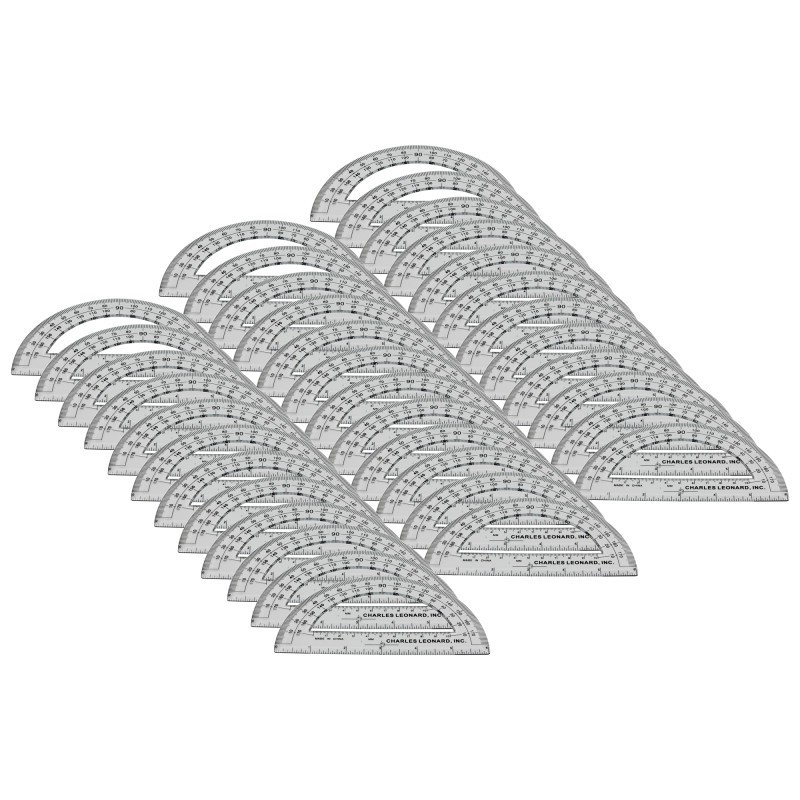 Charles Leonard Protractor Plastic, 6-Inch, 12 Per Pack, 3 Packs