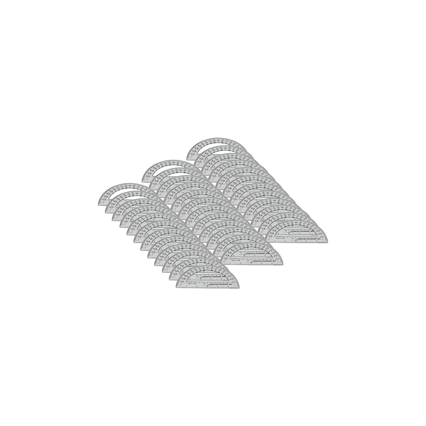 Charles Leonard Protractor Plastic, 6-Inch, 12 Per Pack, 3 Packs
