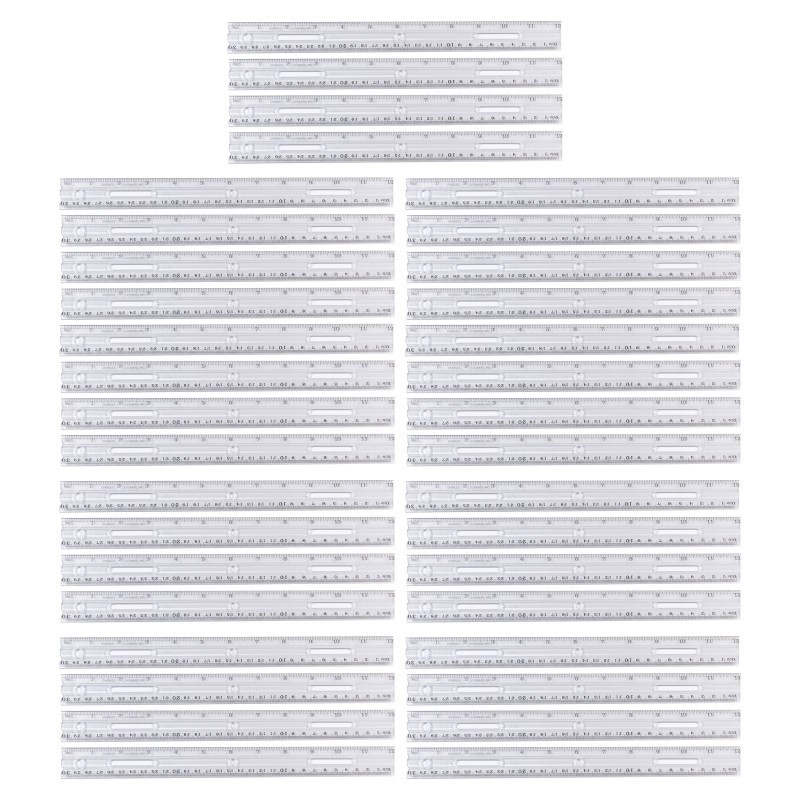Charles Leonard Plastic Ruler with Pencil Groove, 12-Inch, Clear, Pack of 36