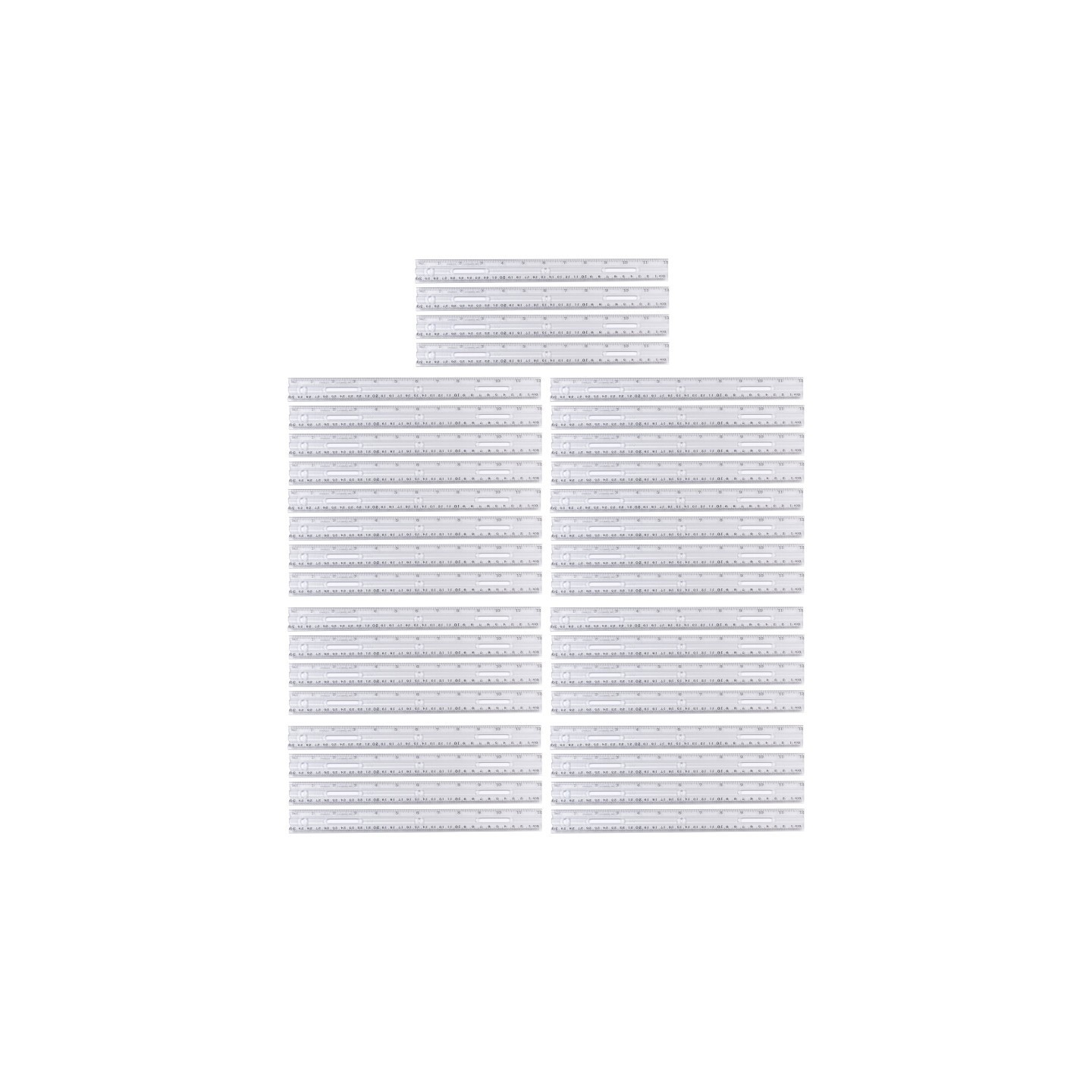 Charles Leonard Plastic Ruler with Pencil Groove, 12-Inch, Clear, Pack of 36