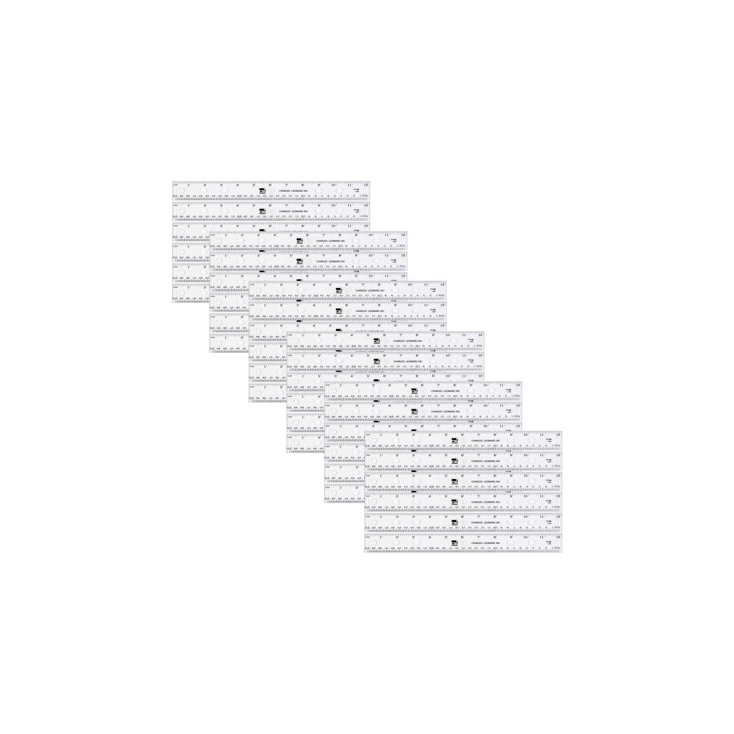 Charles Leonard Plastic Ruler, 12-Inch, Clear, Pack of 36