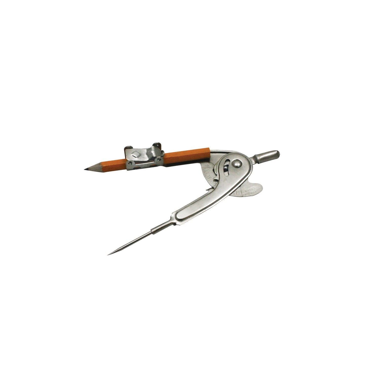 Charles Leonard Ball Bearing Compass with Golf Pencil, Up To 12 Inch Diameter, Silver