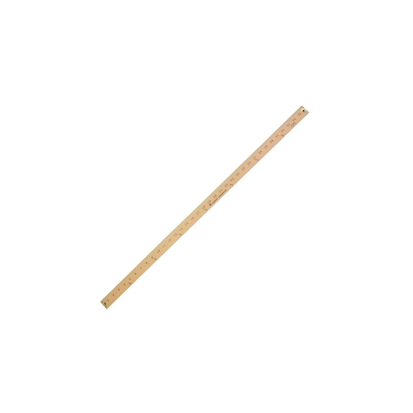 Charles Leonard Metal Edged Yardstick Ruler, Inches and 1/8 Yard Measurements, Natural Wood, 36 Inches