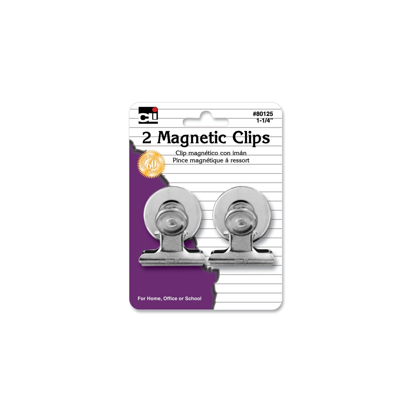 Charles Leonard Magnetic Spring Clips, 1.25", 2 Per Pack