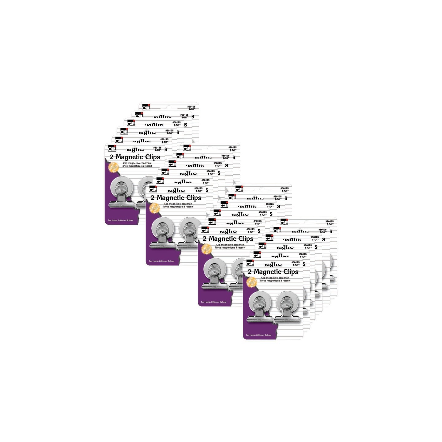 Charles Leonard Magnetic Spring Clips, 2 Per Pack, 24 Packs