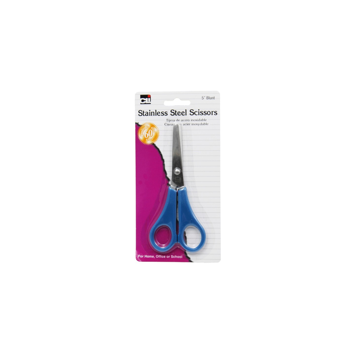 Charles Leonard Student Scissors, Blunt Tip, 5", Assorted Colors