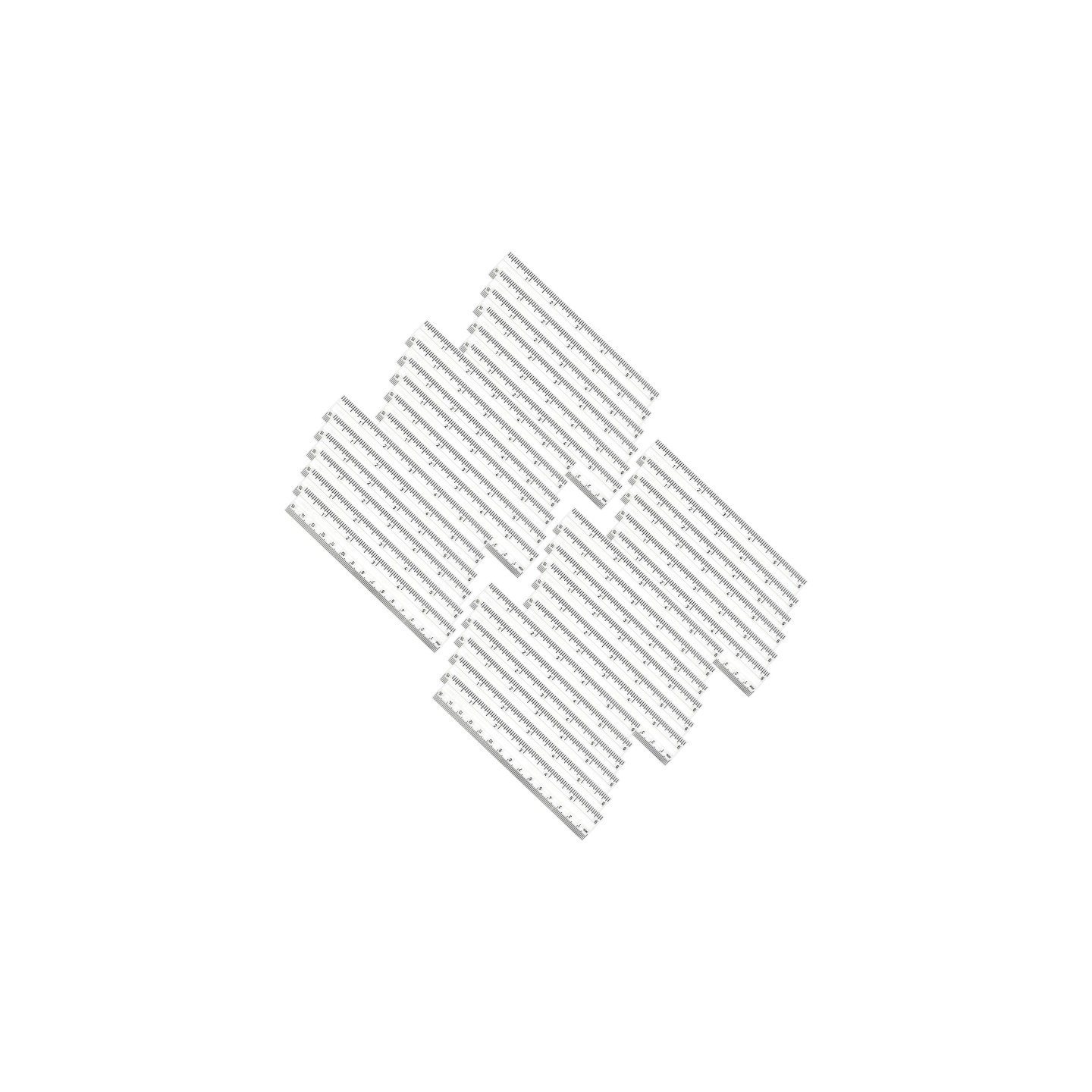 Charles Leonard Double Bevel Plastic Ruler, 6", Clear, Pack of 36