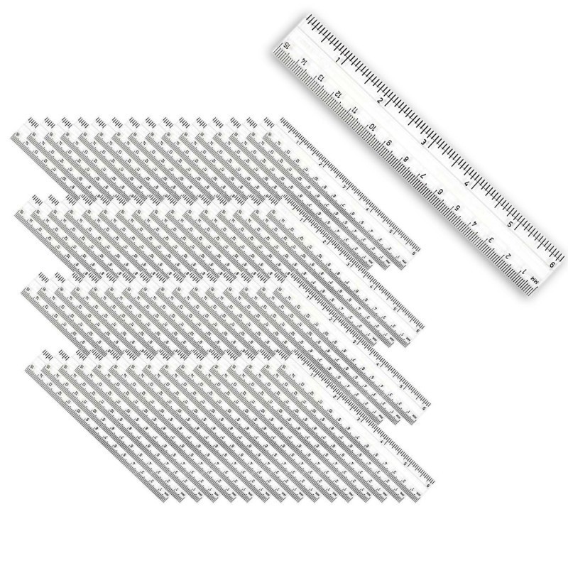 Charles Leonard Plastic Ruler, 6", Inches/Metric, Clear, Pack of 48