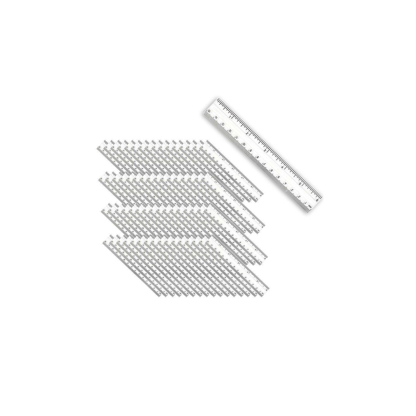 Charles Leonard Plastic Ruler, 6", Inches/Metric, Clear, Pack of 48