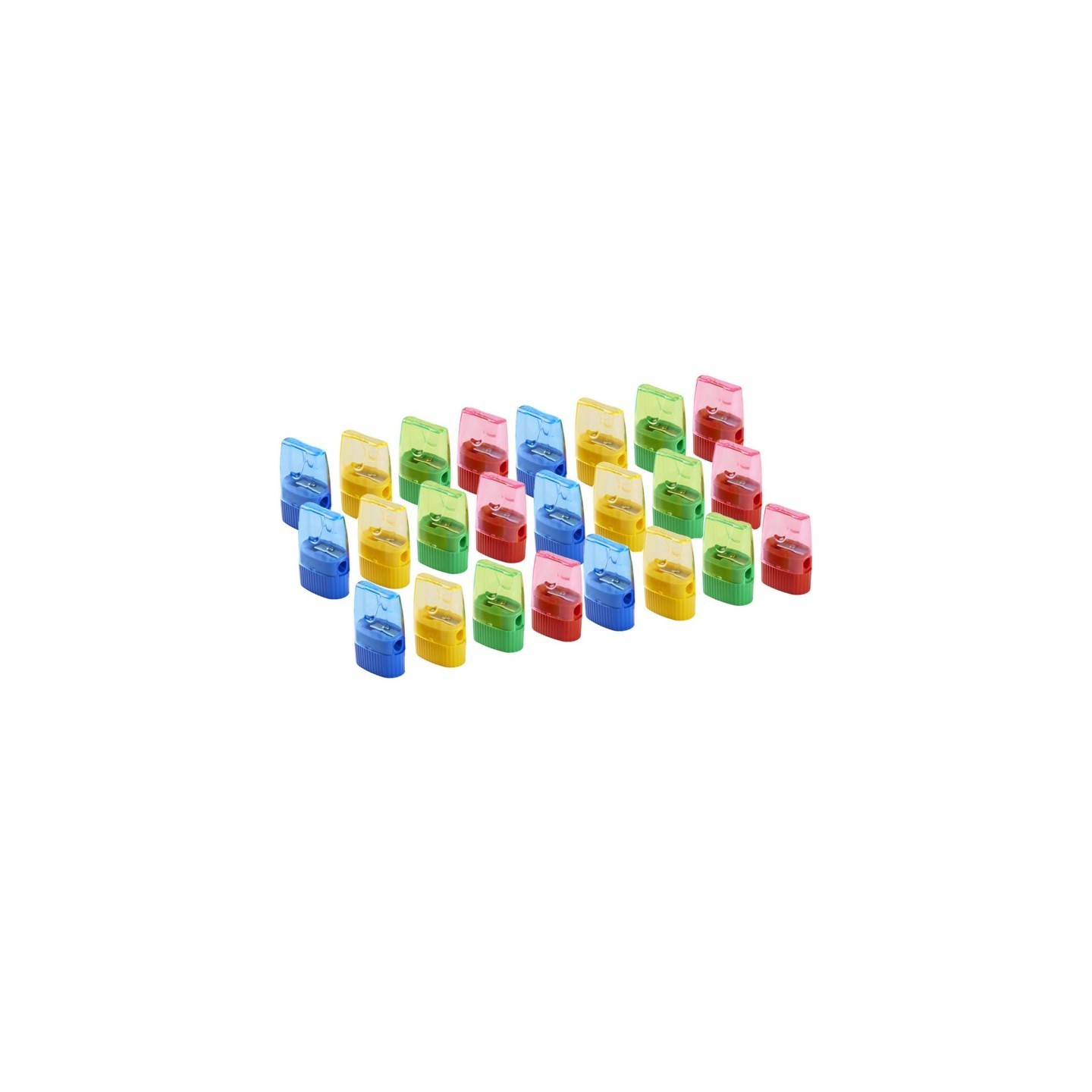Charles Leonard Pencil Sharpener with Cone Shaped Shaving Receptacle, Assorted Colors, 24 Per Pack