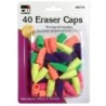 Charles Leonard Pencil Eraser, Caps, Assorted Colors, Pack of 40