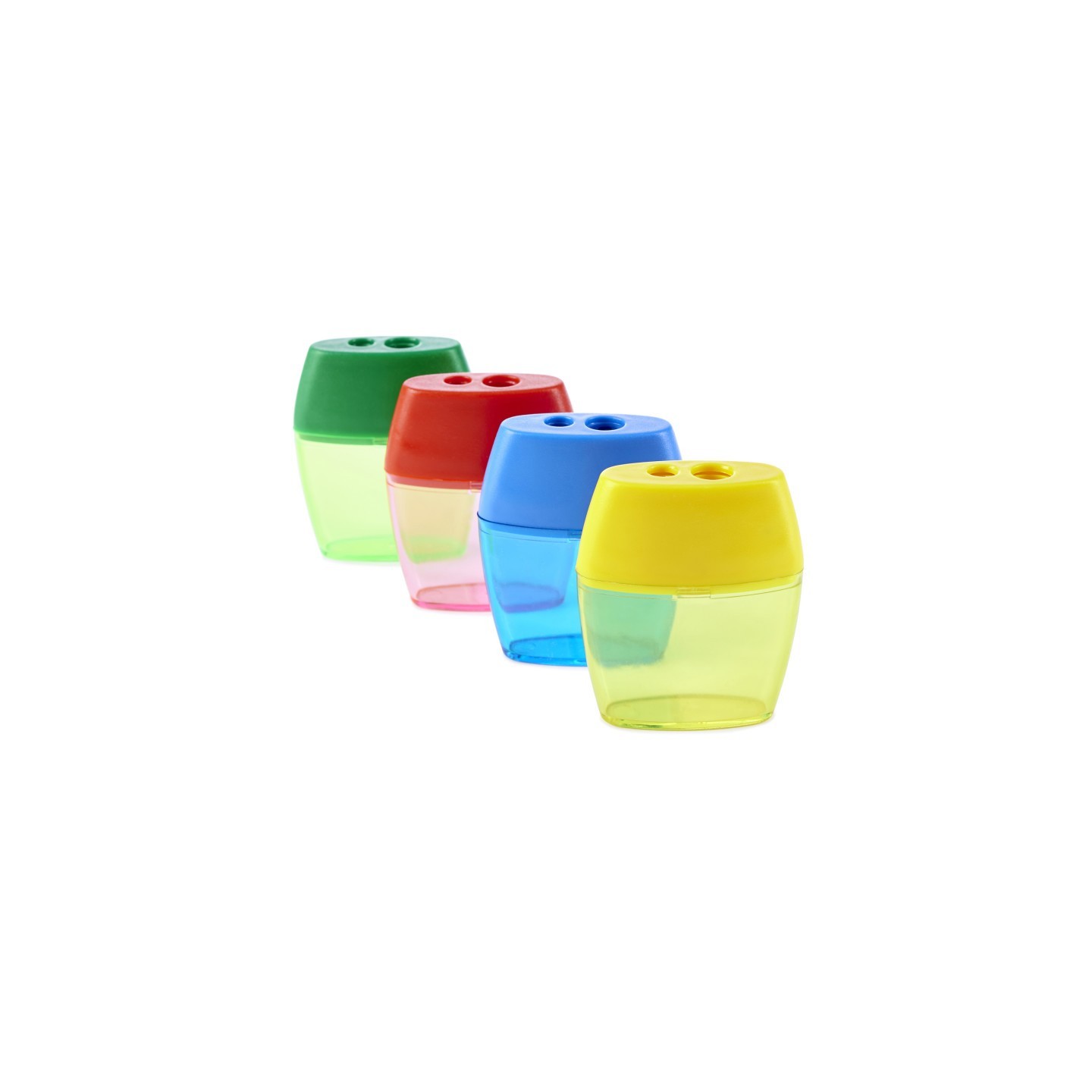 Charles Leonard Pencil Sharpener, Deluxe Two-Hole Style with Shaving Receptacle, Assorted Colors