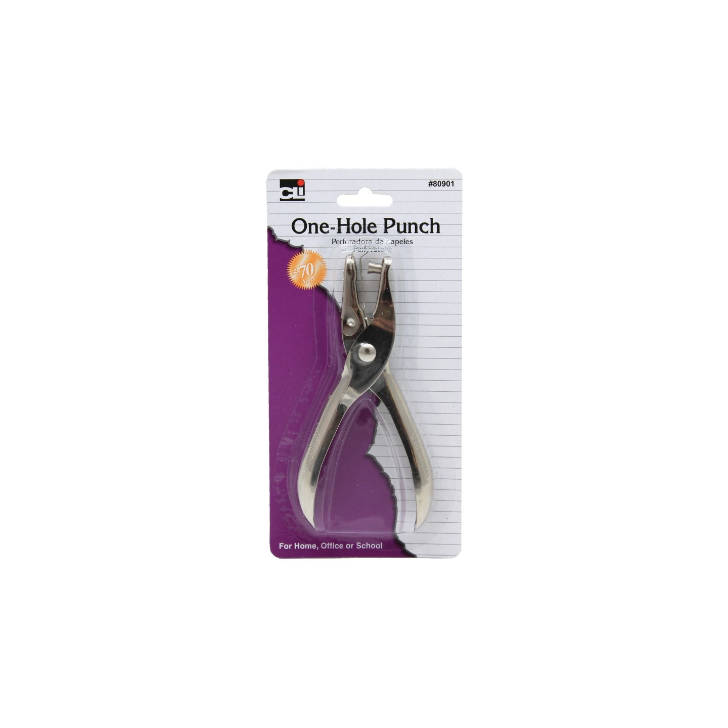 Charles Leonard 1 Hole Paper Punch with Catcher, Metal, Silver