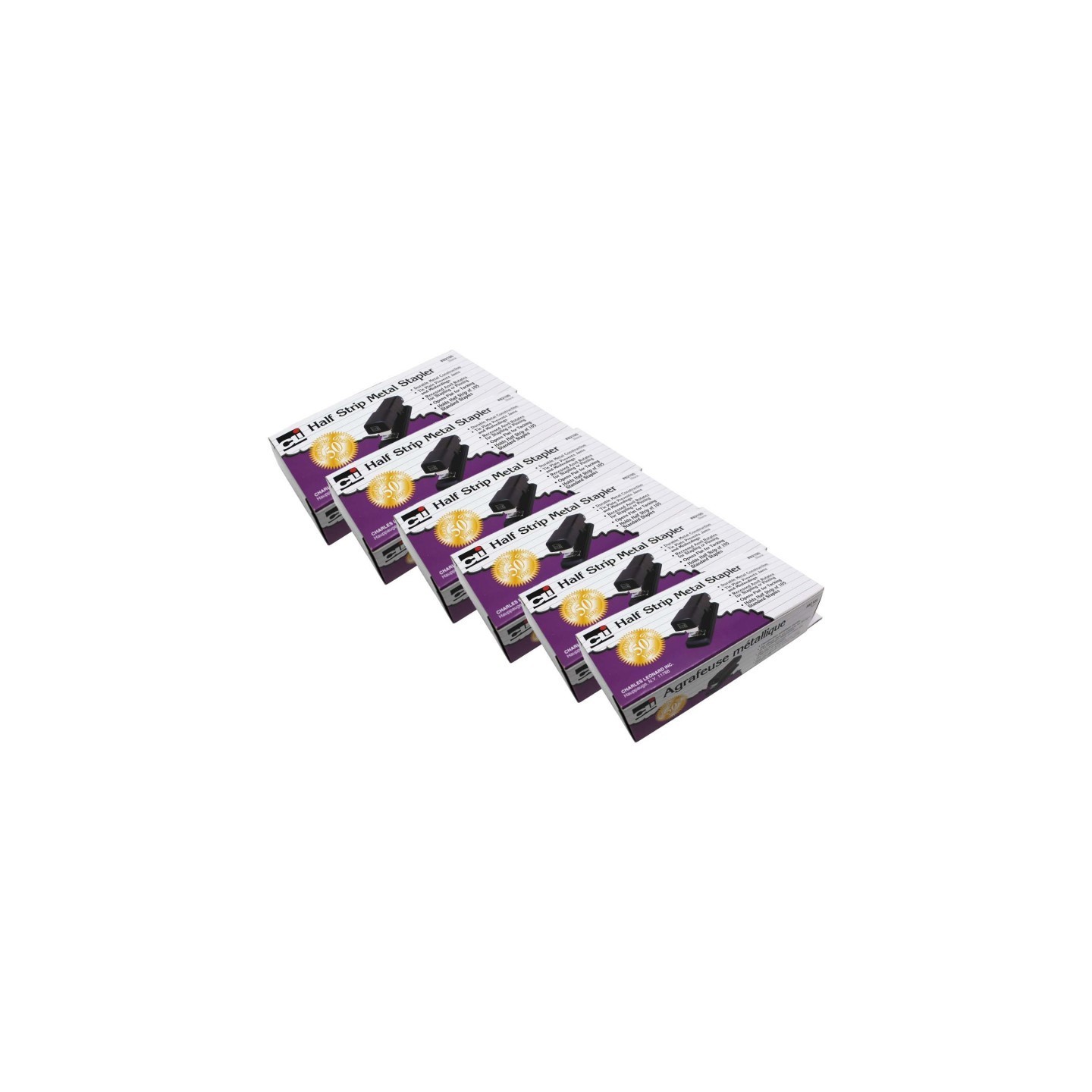 Charles Leonard Half Strip Economy Metal Stapler, Pack of 6