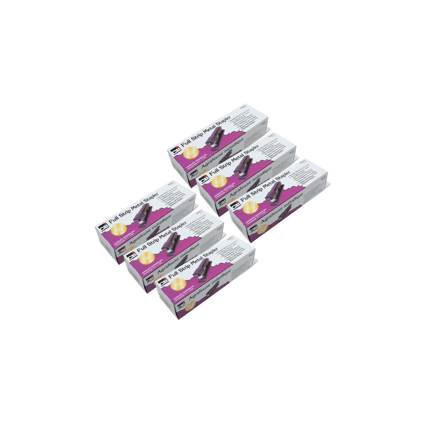Charles Leonard Full Strip Economy Metal Stapler, Pack of 6