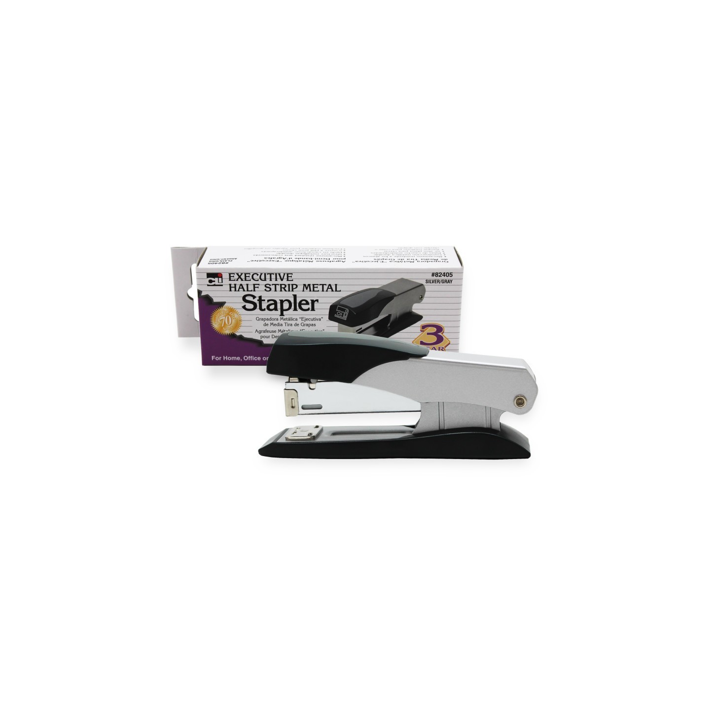 Charles Leonard Executive Metal Stapler, Half Strip, Gray