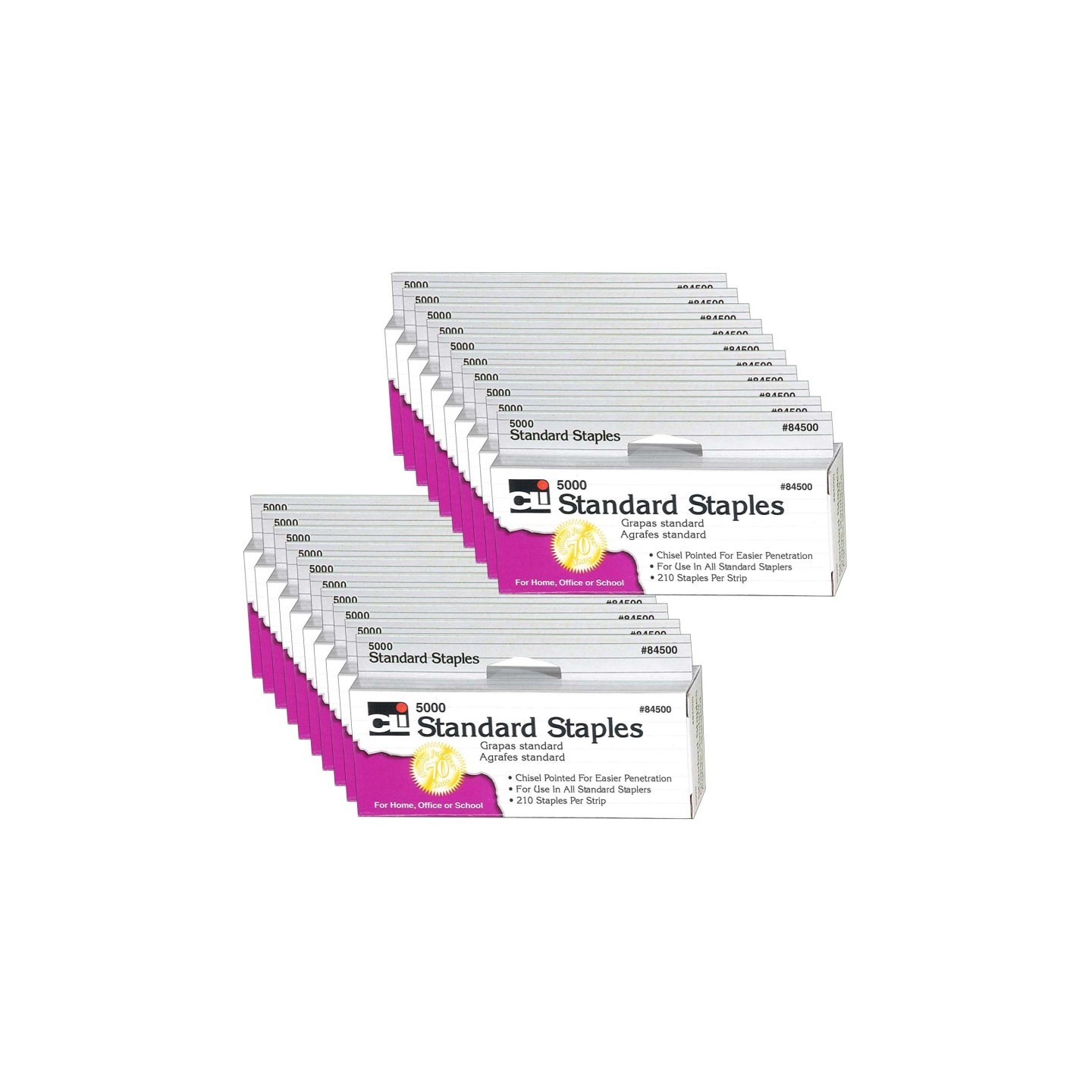 Charles Leonard Standard Staples, 5000 Per Pack, 20 Packs