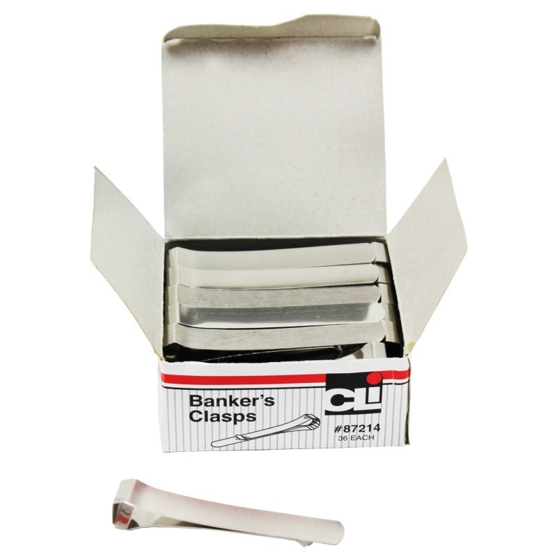Charles Leonard Bankers Clamp, Small, 3-1/4" Length, Pack of 36