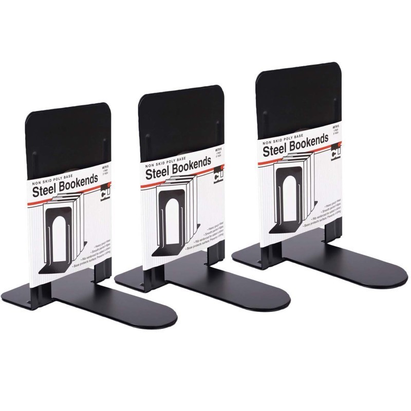 Charles Leonard Bookends, 9" Height, Black, 2 Per Set, 3 Sets