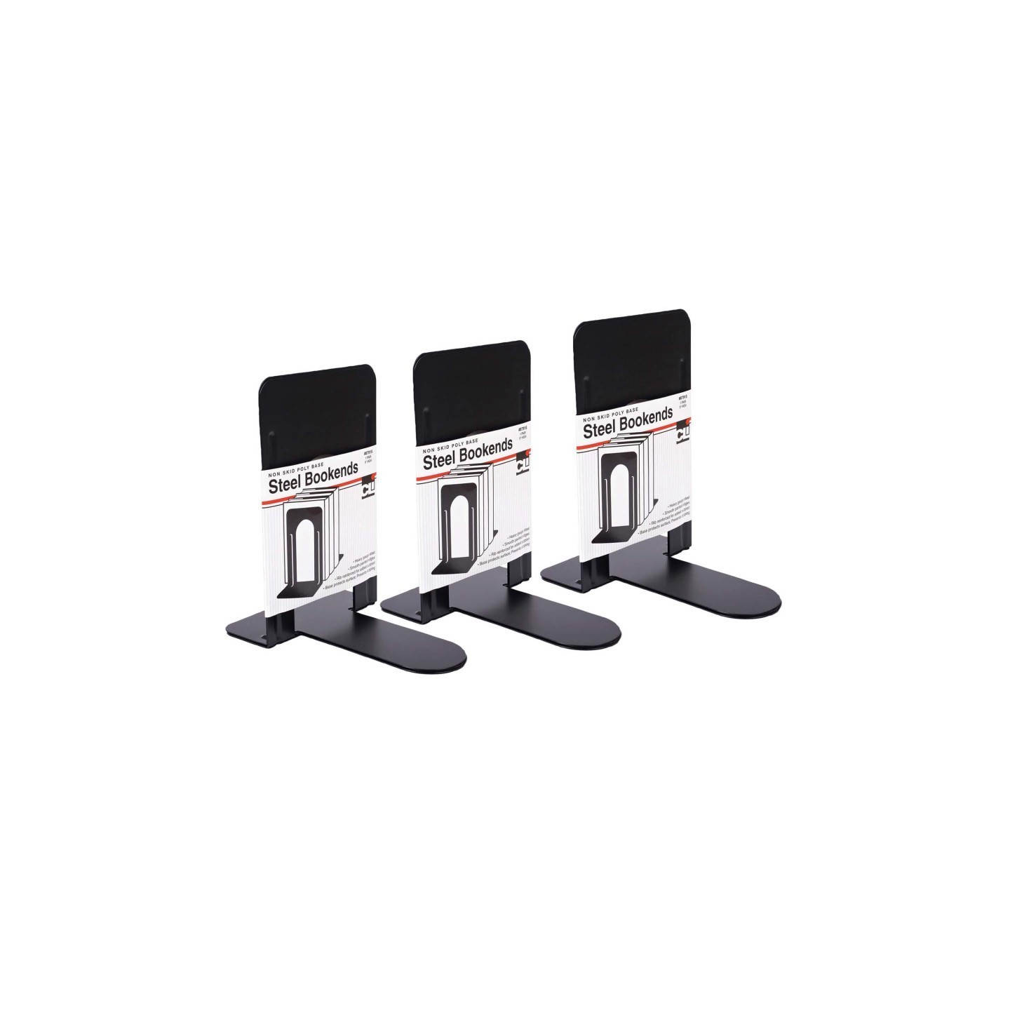 Charles Leonard Bookends, 9" Height, Black, 2 Per Set, 3 Sets