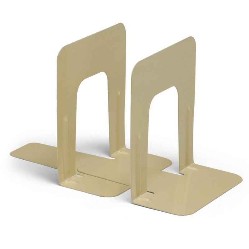 Charles Leonard Bookends with Non-Skid Base, 9" Steel, Tan, 1 Pair