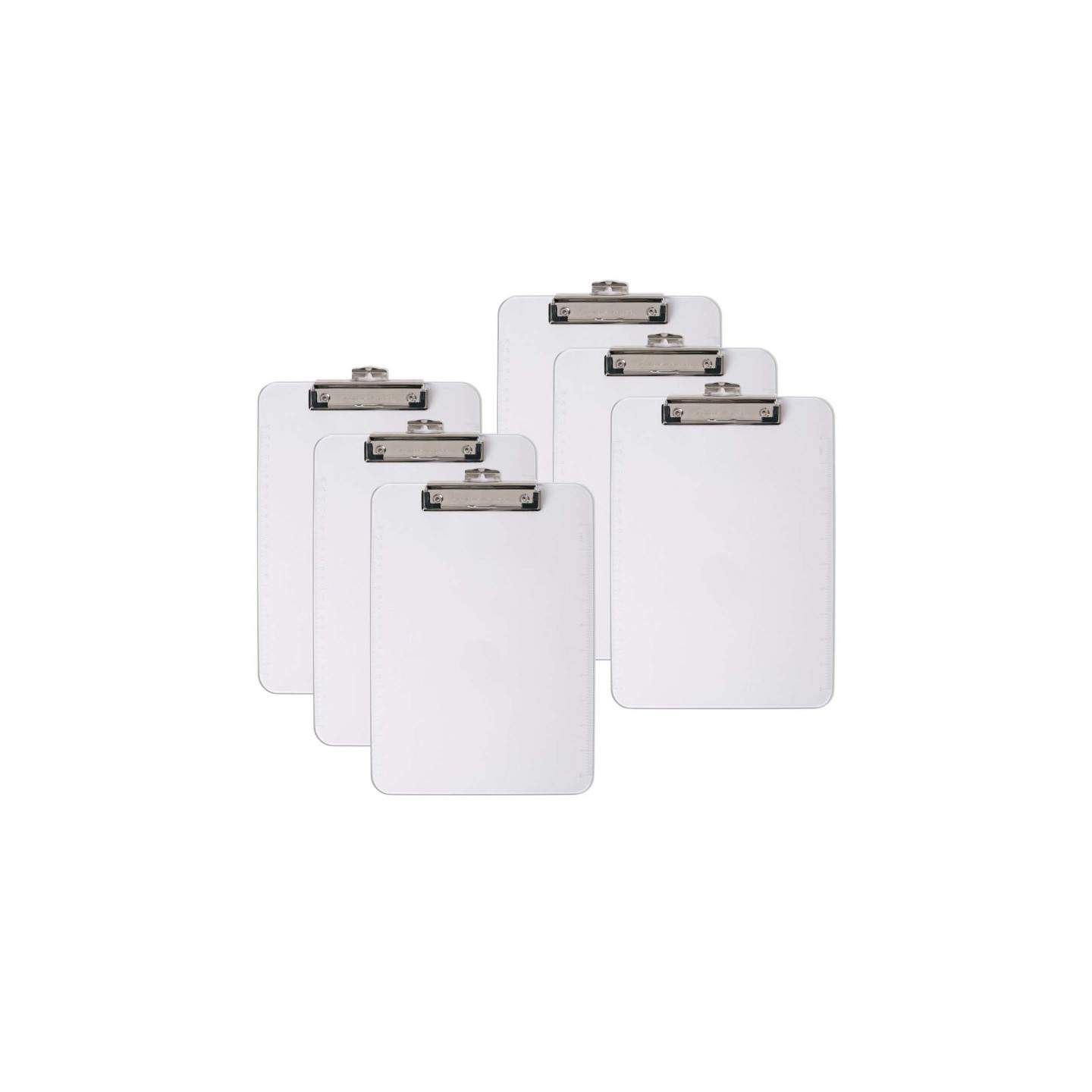 Charles Leonard Letter Size Plastic Clipboard, Clear, Pack of 6