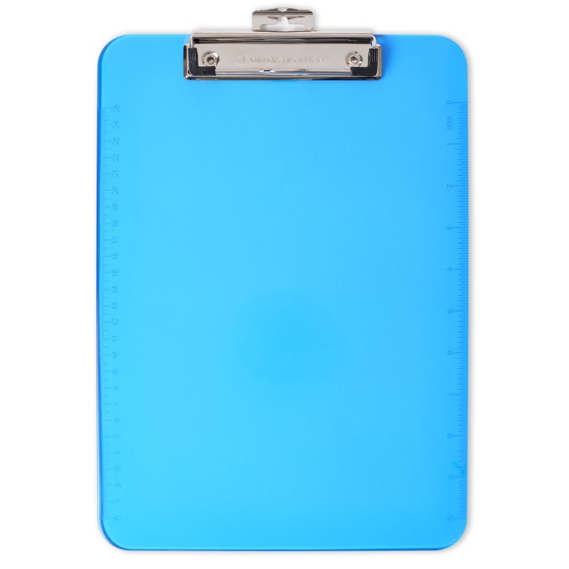 Charles Leonard Plastic Clipboard, Letter Size, Low Profile Clip, Neon Blue