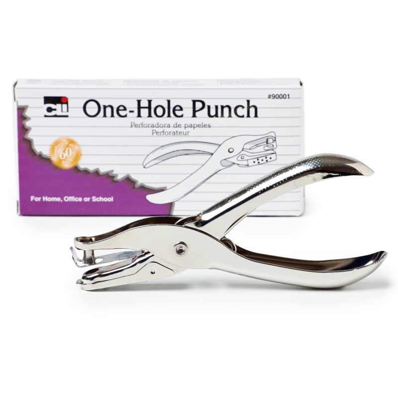 Charles Leonard 1 Hole Paper Punch, 30 Sheet Capacity, Silver