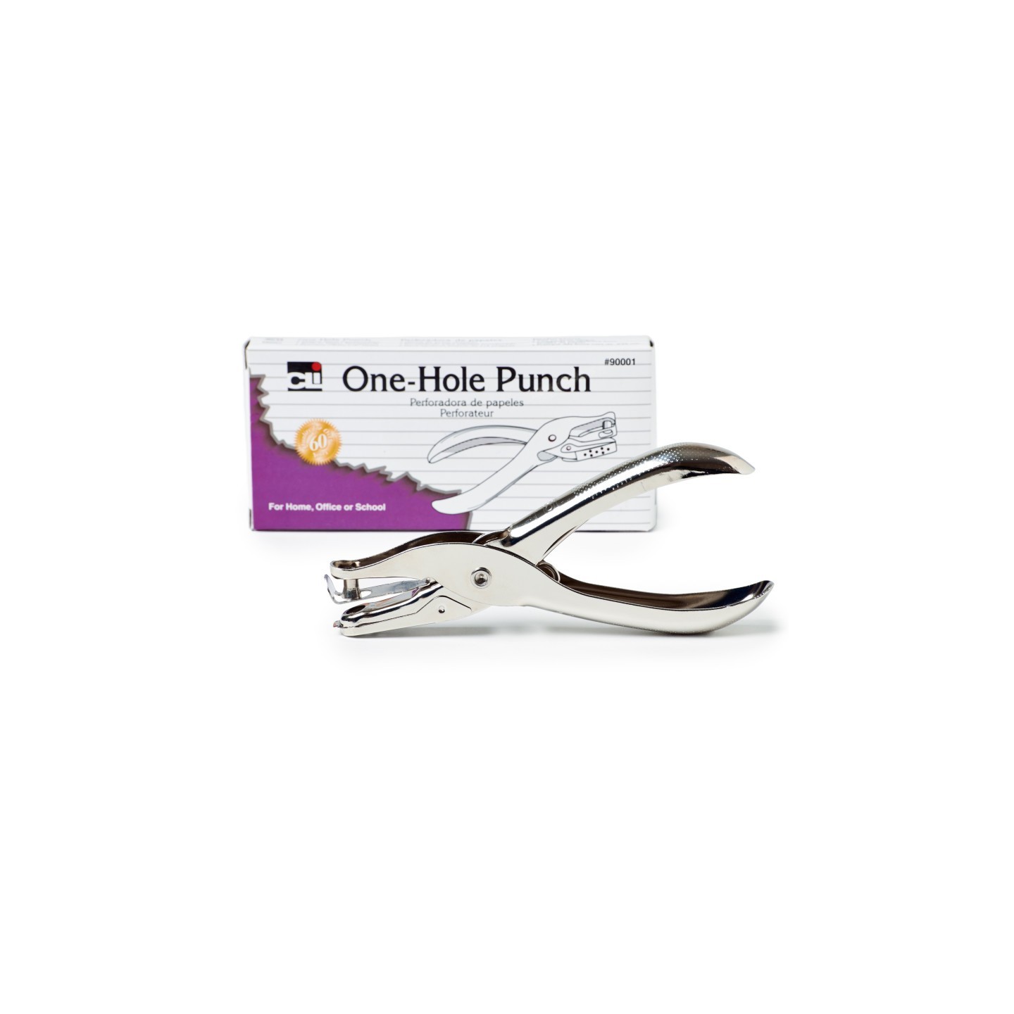 Charles Leonard 1 Hole Paper Punch, 30 Sheet Capacity, Silver