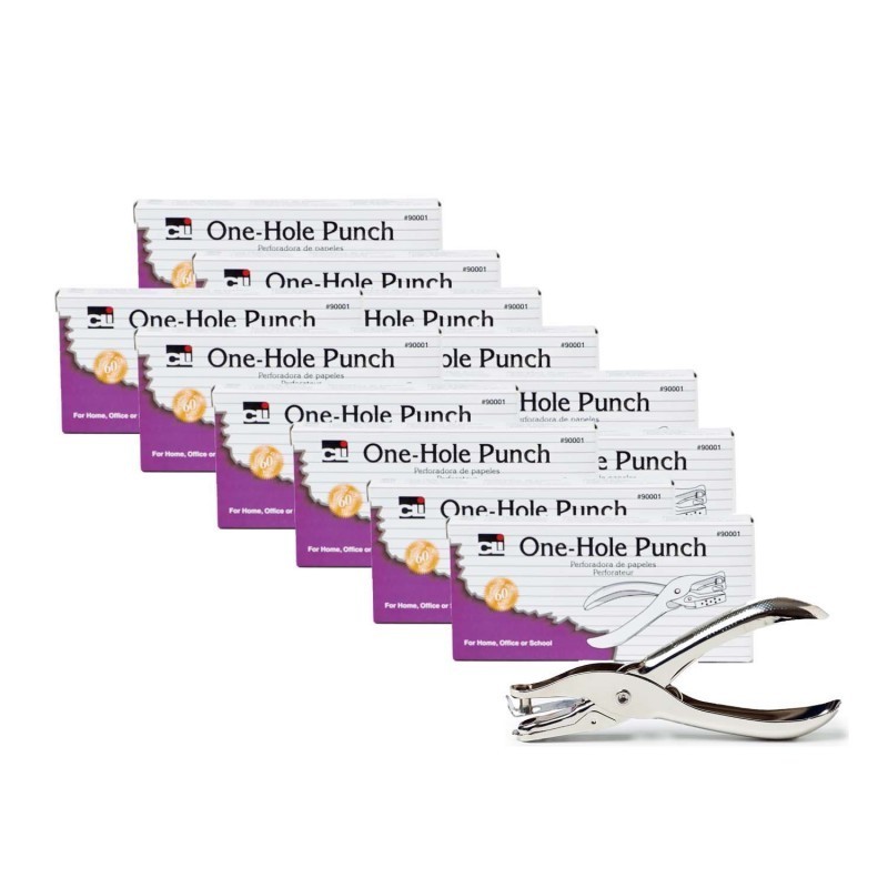 Charles Leonard One-Hole Paper Punch with Metal Catcher, Pack of 12