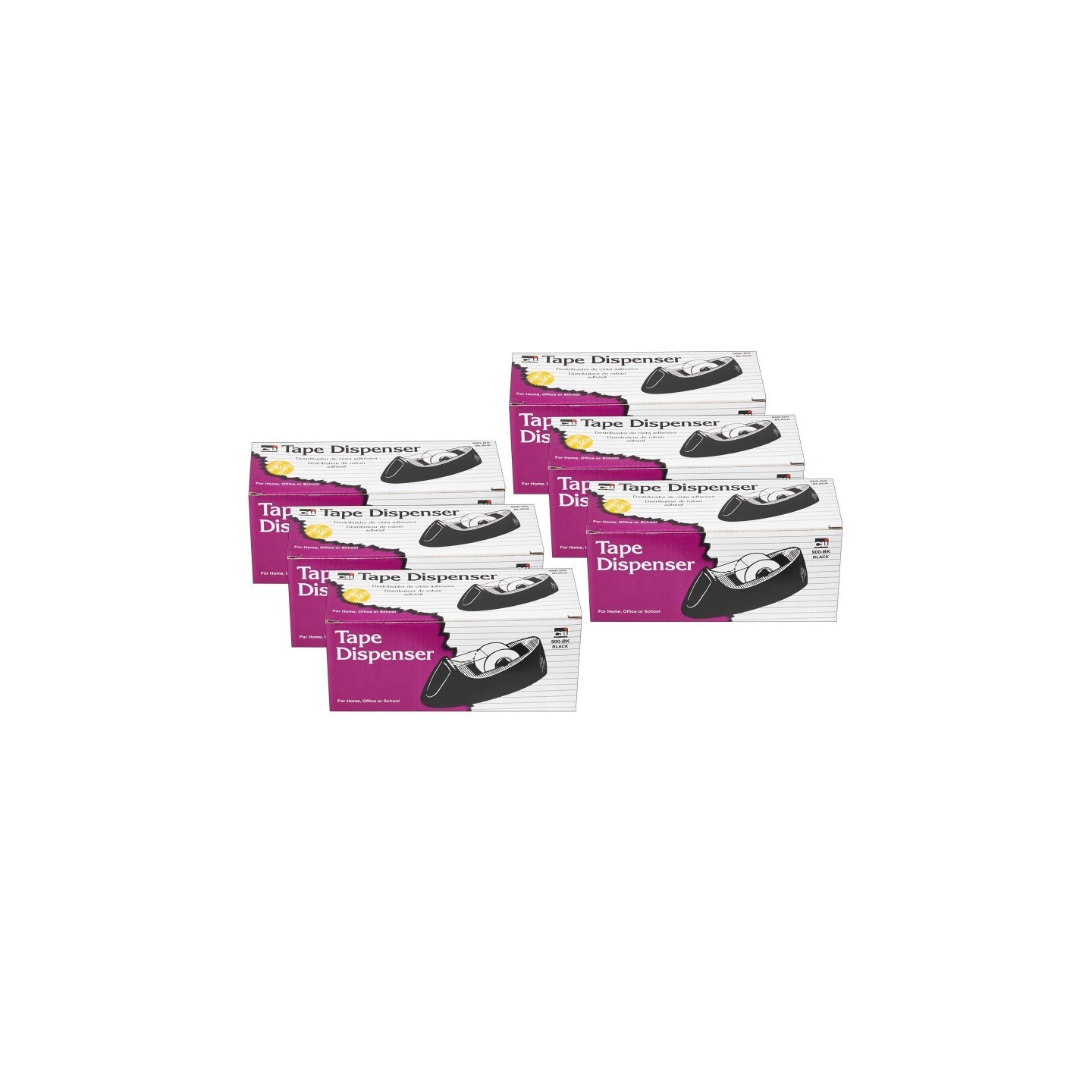 Charles Leonard Desk Tape Dispenser, Black, Pack of 6